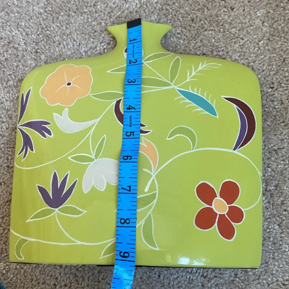 Toyo Next by Jill Rosenwald Art Deco Vase 70s Green‎ Floral Print MCM Abstract - Picture 14 of 17